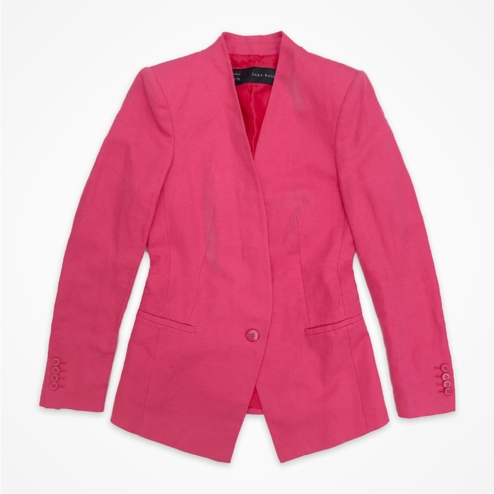 Zara Hot Pink Linen-Blend Blazer